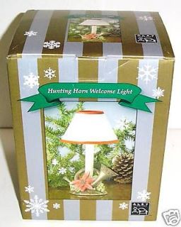 holiday fox horn hunting lamp with shade 7 in high