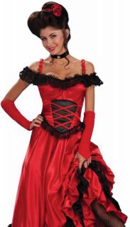 red saloon girl can can dress adult western costume