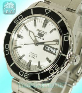 LATEST SEIKO 5 SPORTS MENS AUTOMATIC DIVERS WHITE FACE SUBMARINER 
