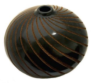 Nicaragua Fair Trade ~ Spiral Ombliguero Vase Black Handmade Ceramic 