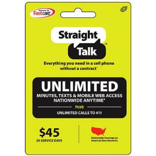 newly listed straight talk unlimited service phone card $ 45