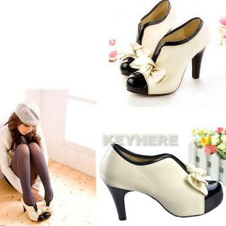 Style Sexy Ladies High Heel Tie Platform Bow Pump Ankle Shoes Boots 