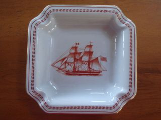 Spode Trade Winds Red 4 1/2 Ashtray or candy dish MINT! ships, sail