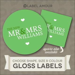 Personalised Wedding Favour Sticker Seals Labels  Mr & Mrs  4 Sizes