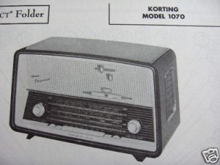 korting 1070 shortwave radio photofact  7 50