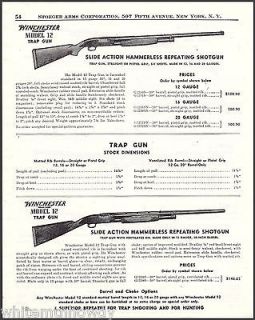 1947 WINCHESTER Model 12 Slide Action Repeating Trap Gun SHOTGUN AD