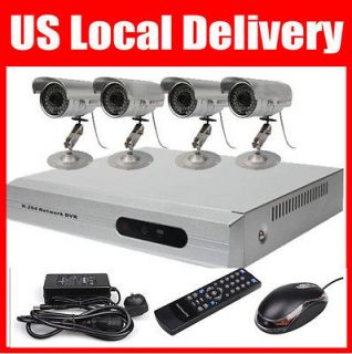 Real time 4 CH CCTV DVR Home Video Security System with 4 Night vision 
