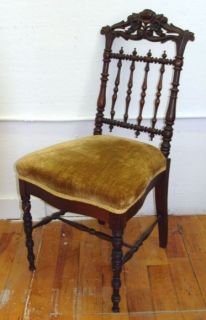 antique victorian carved walnut parlor chair time left $ 200