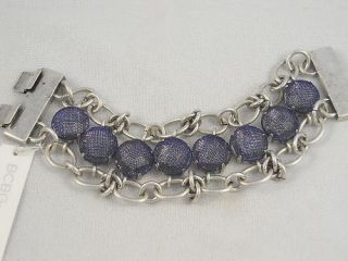 bcbg generation worn silver blue mesh toggle bracelet time left