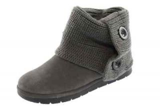 Sporto NEW Claire Gray Suede Faux Buttons Fold Over Flat Casual Boots 