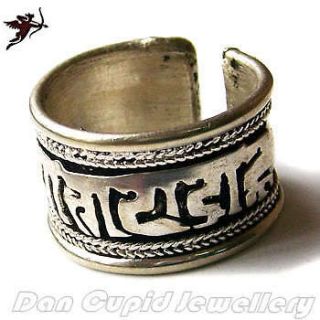 Newly listed Tibetan Silver Buddhist mantra ring open size ethnic