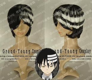 Soul Eater Death The Kid Cosplay Stunning Black Mixed White Hair Wig