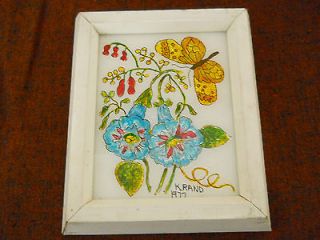 VINTAGE REVERSE PAINTING WITH FOIL & GESSO ON GLASS, FRAMED 1931