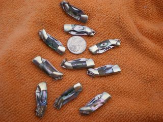 miniature abalone pearl handled pocket knife rr174 