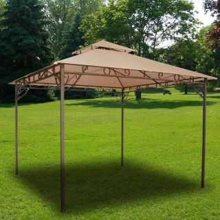 10 x 10 Gazebo Canopy 2 Tier Red Sun Shade Top Cover Replacement 
