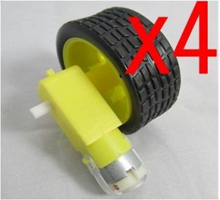 sets 4pcs Smart Car Robot Plastic Tire Wheel + 4pcs DC Gear Motor 