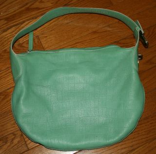sigrid olsen satchel purse green soft leather vg