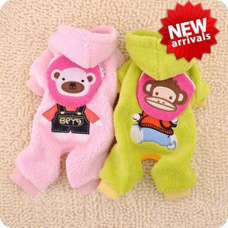   SOFT Coral Running MONKEY BEAR with snacks bag DOG Clothes Jumpsuit