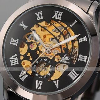 NCN A1 Automatic Skeleton Mechanical Dark Silver Stainless Steel Men 