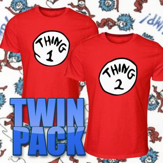 THING 1 AND 2, DR SEUSS, CAT IN HAT, TWIN PACK, TSHIRT tshirts costume 