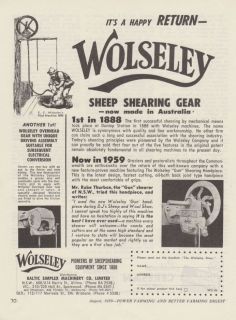 Vintage 1959 WOLSELEY SHEEP SHEARING EQUIPMENT Advertisement