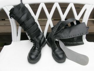 gripfast black leather buckle biker boot size 10
