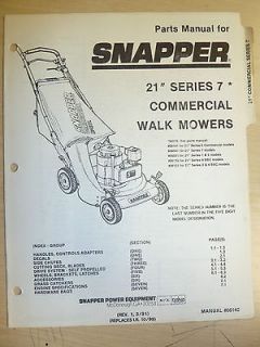 SNAPPER 21 SERIES 7* COMMERCIAL WALK MOWERS PARTS MANUAL # 06142