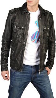 diesel loonye black leather jacket size xl $ 695 new