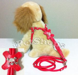 red training pulling puppy sport pu leather dog harness r