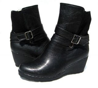   Ankle BOOTS Black Winter WEDGE Fur Lined Snow shoe Ladies size 6