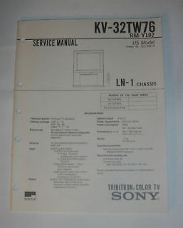 sony service manual kv 32tw76 rm y102 trinitron tv time