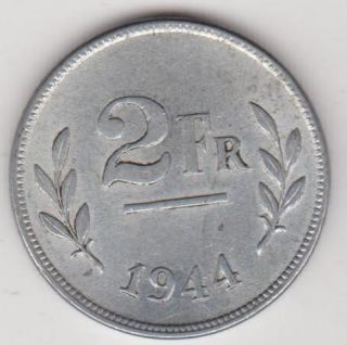 1944 belgium two francs uncirculated my stock 2 time left