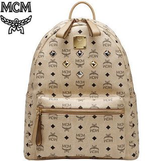 Auth MCM Stark Beige Visetos Backpack Medium Size 12FW New Version