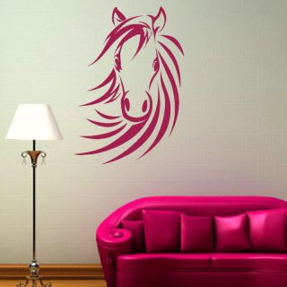 HORSE HEAD RIDING LARGE WALL ART STICKERS kids room girls bedroom 