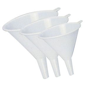   OF 3 DURABLE WHITE PLASTIC KITCHEN FUNNELS ~ SMALL , MEDIUM AND LARGE