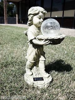   HOLDING COLOR CHANGING CRACKLE BALL STATUE SOLAR POWERED LED LIGHT