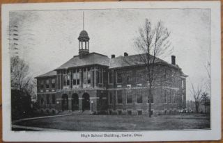 1909 postcard the high school building cadiz ohio oh time