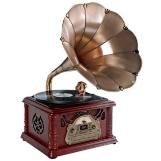   Classical Horn Turntable/Phon​ograph AM FM CD/Cassette USB Recording