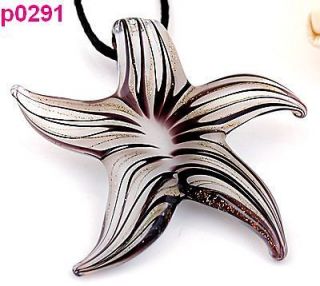   Flower Starfish Lampwork Murano glass beaded Pendant Necklace p291
