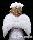   feather wings w/elastic halo angel fairy dove swan stage costume props