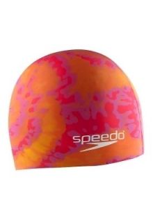 speedo cosmic explosion silicone swim cap pink orange new time