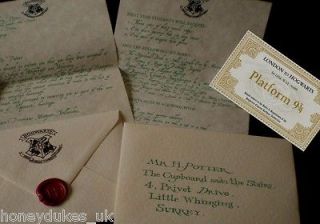   Potter PERSONALISED Hogwarts Acceptance Letter & Train Ticket   Gift