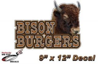 Bison Burger 9x13 Decal for Concession Trailer or Buffalo Meat 