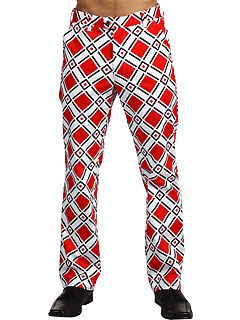 NEW LOUDMOUTH GOLF RED WHITE PANTS MENS 42X34 BOLD PRINT FREE SHIP