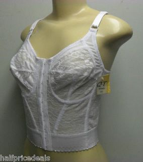 Newly listed NEW QT FRONT CLOSE LONG LINE WHITE FLORAL LACE PATTERN 