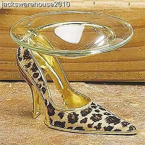 leopard skin high heel tealight oil tart warmer burner time