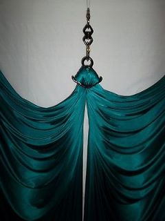 TEAL AERIAL SILK with full rigging hardware, circus equipment,