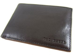 Ted Baker Chocolate Brown Leather Painted Edge Card Holder Bifold 