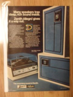 1974 Print Ad Zenith Sound Stereo System ~ Gives It A Way Out Allegro