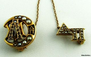 LAMBDA CHI ALPHA   Greek fraternity 14k Gold Pearls Vintage PIN Badge 